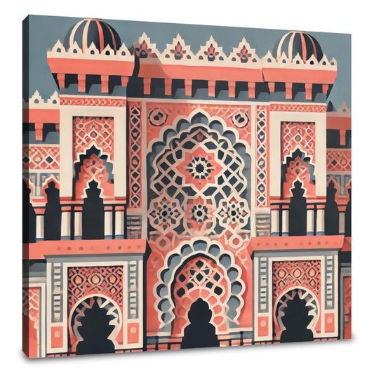 Coral & Blue Islamic Architecture Canvas - Main Image