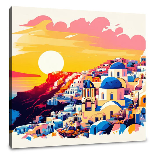 Santorini Sunset Splendor Canvas - Main Image