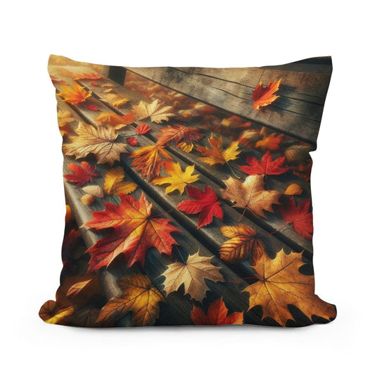 Park Bench in Autumn Cotton Pillow - Main Image