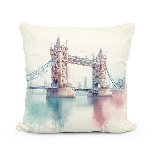 Pastel Modernism London Bridge Cotton Pillow - Main Image