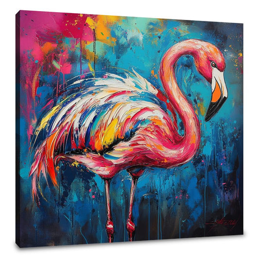 Flamingo's Vibrant Dance Canvas - Main Image
