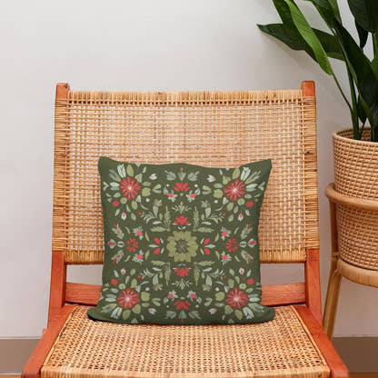 Olive Blossom Cotton Cushion - Secondary Image 2
