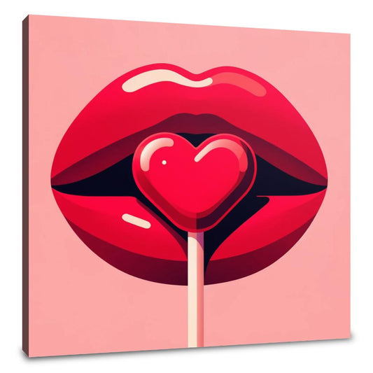 Flat Illustration Red Lips Canvas - Main Image