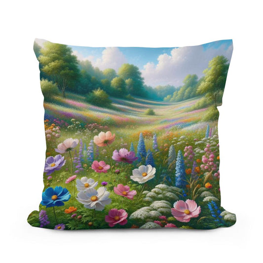 Spring Meadow Bliss Cotton Pillow - Main Image