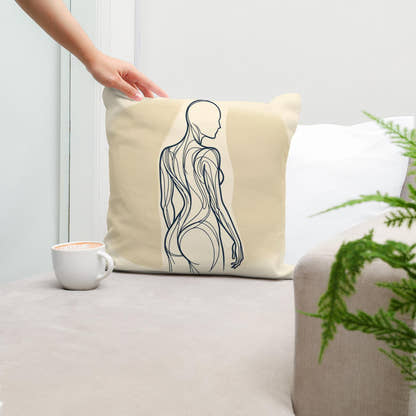 Elegance in Line: Human Contours Cotton Cushion - Secondary Image 5