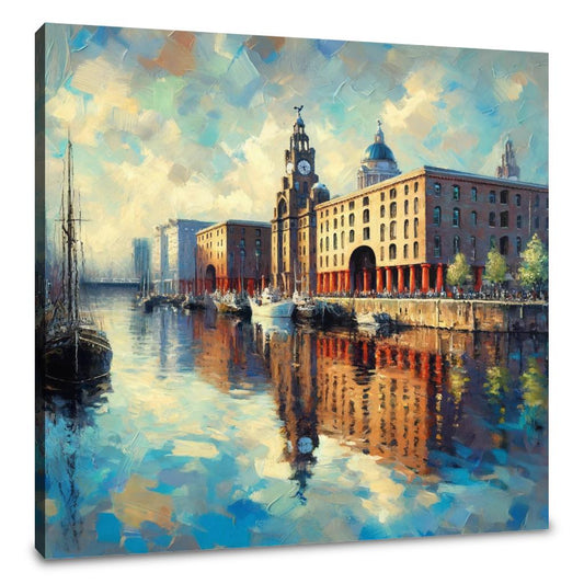 Post-Impressionist Royal Albert Dock Liverpool Canvas - Main Image