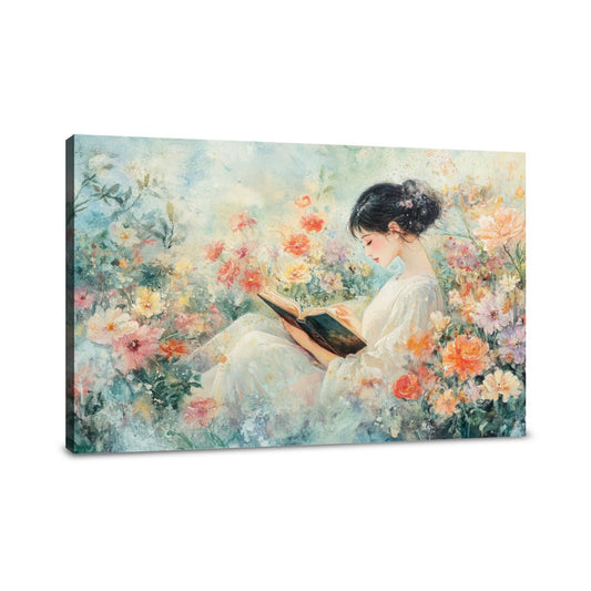 Mother’s Tranquil Reading Canvas - Main Image