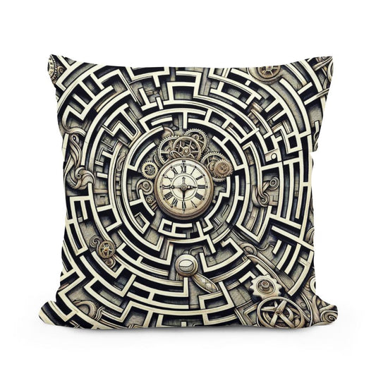 Temporal Labyrinth Elegance Cotton Cushion - Main Image