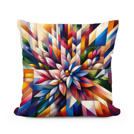 Geometric Floral Fusion Cotton Cushion - Main Image