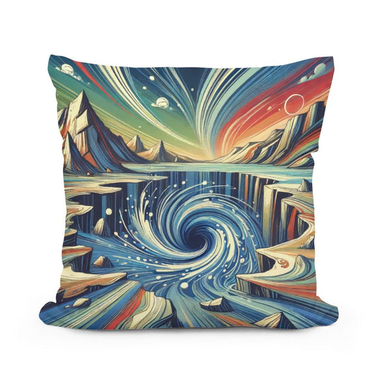 Oceanic Vortex Cotton Pillow - Main Image