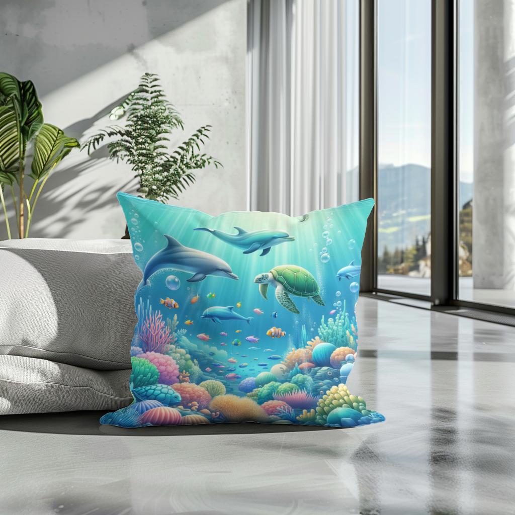 Underwater Wonderland Cotton Pillow - Secondary Image 3