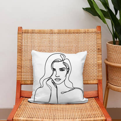 Woman:Line Simplicity Cotton Cushion - Secondary Image 2