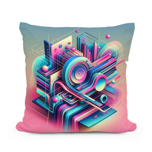 A Neon Abstract Symphony Cotton Cushion - Main Image