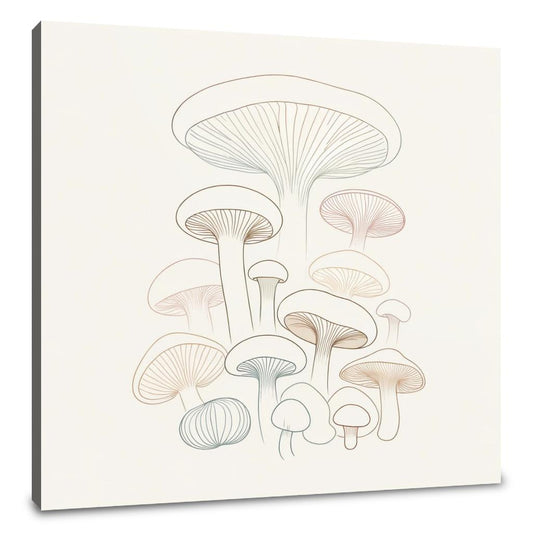 Minimalist Mushroom Medley Canvas - Main Image