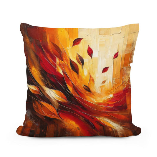 Autumn Embrace Abstract Cotton Pillow - Main Image