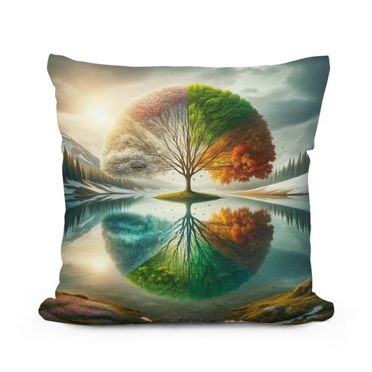 Seasonal Reflections Cotton Pillow - Main Image