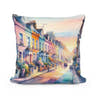 London Notting Hill Morning Watercolor Cotton Cushion - Main Image