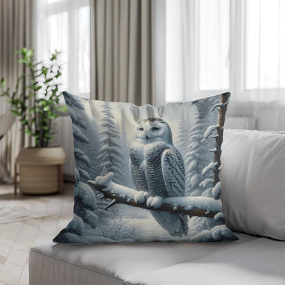 Winter Owl Solitude Cotton Cushion - Secondary Image 4