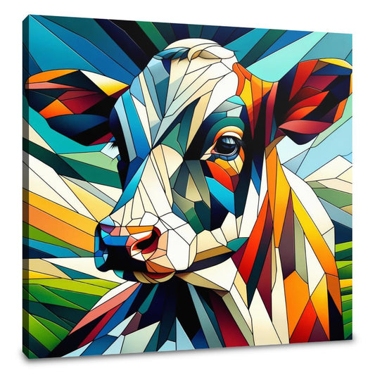 Cubist Contrast Cow Canvas - Main Image