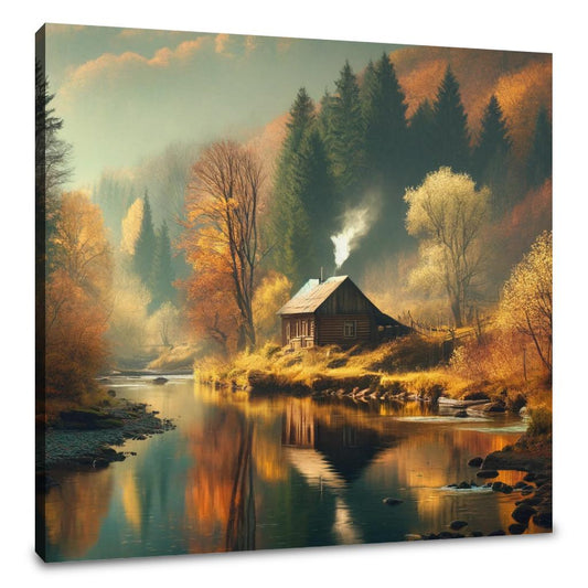 Autumn Riverside Retreat Canvas - Main Image