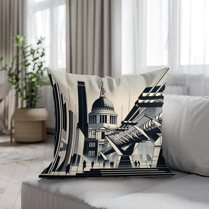 London Tate Modern and Millennium Bridge Modernist Cotton Cushion - Secondary Image 4