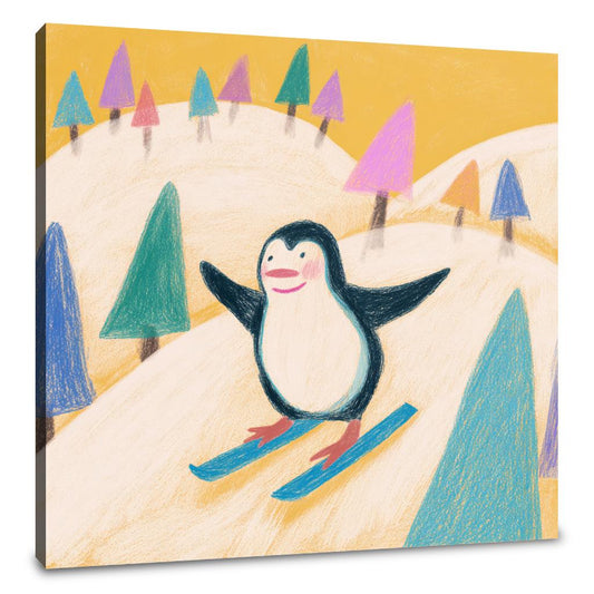 Penguin Skiing Adventure Canvas - Main Image